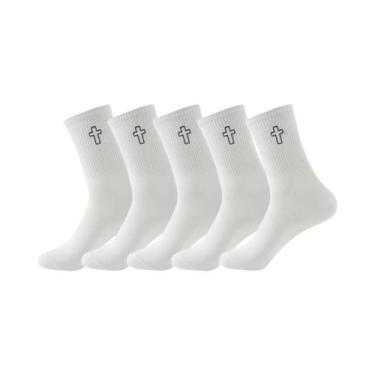 Imagem de Meias Masculinas De Cano Médio 5/10/20 Pares Com Padrão Cruzado Confor