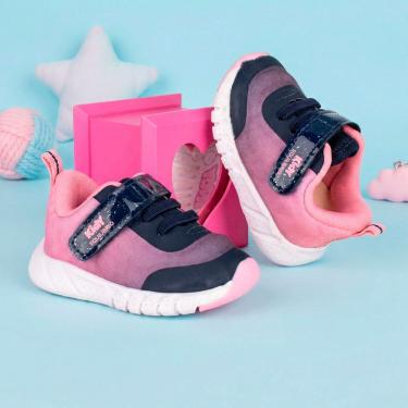 Imagem de Tênis Infantil Kidy Equilíbrio Marinho e Rosa Conforto e Estilo