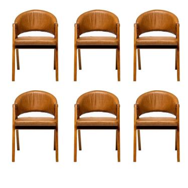 Imagem de Kit 6 Cadeiras Sala de Jantar Premium com Braco Madeira Macica Movellu Home