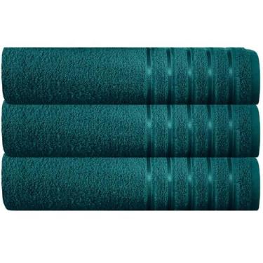 Imagem de Kit 3 Toalhas Banhão 100% Algodão 90x150 Cm Teka Comfort, Verde Escuro