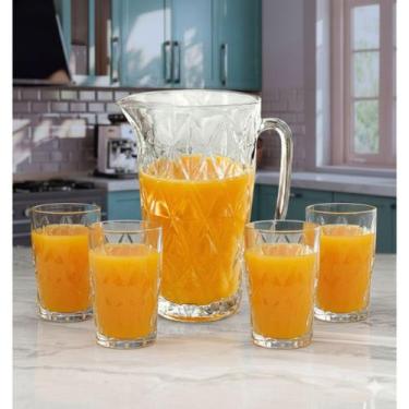 Imagem de Kit Jarra Diamante 1,2L + 4 Copos Diamond Transparente - Prati Casa