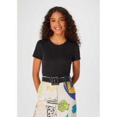 Imagem de Blusa Cropped Feminina Manga Curta - Preto XG-Feminino