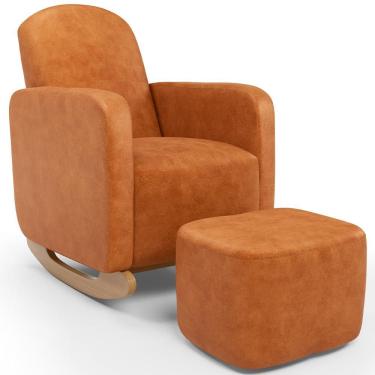 Imagem de Poltrona De Amamentação Com Balanço E Puff Orgânico Saori W01 Courissimo Canela - Lyam Decor