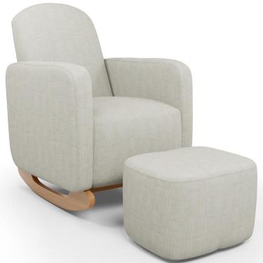 Imagem de Poltrona De Amamentação Com Balanço E Puff Orgânico Saori W01 Linho Cru - Lyam Decor