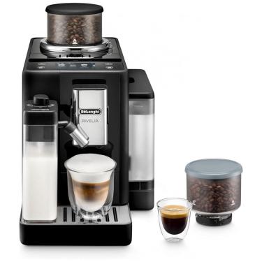 Imagem de Máquina de Café Espresso Automática De`Longhi Rivelia Preta Moedor Integrado, Espumador, Sistema Bean Switch 120V