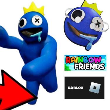 Imagem de Máscara Boneco Azul Babão Infantil Roblox Rainbow Friends - Fantasias 