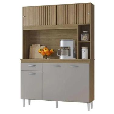 Imagem de Armário de Cozinha Duda 120cm 5 Portas 1 Gaveta Poquema Cor Damasco Of