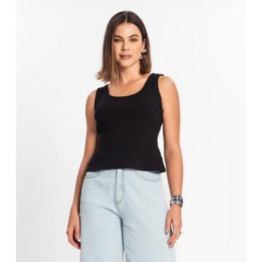 Imagem de Regata Feminina Em Ribana Rovitex Preto, M, Preto