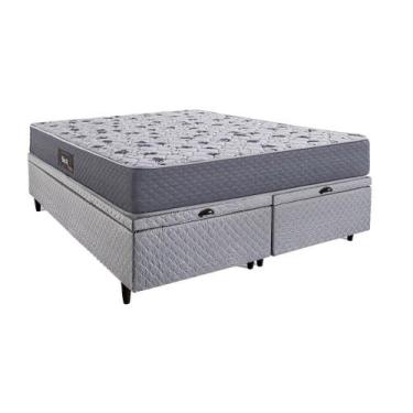 Imagem de Cama Box Baú Queen Herval Black, Espuma Alto Suporte, 71x158x198