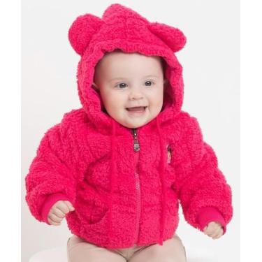 Imagem de Casaco Jaqueta Pelo Forrado Bebê Menina Inverno Lessa B8956, Pink, GG 