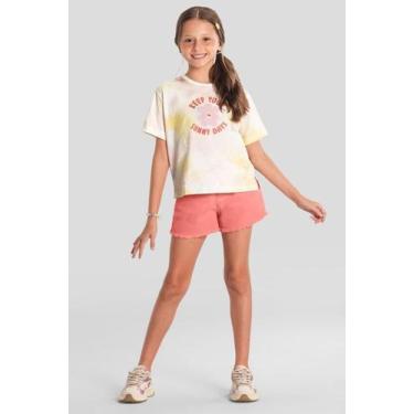 Imagem de Blusa infantil menina estampa tropical Brandili, Natural, 4