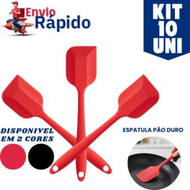 Imagem de Kit 10 Espátula Pão Duro com 27cm de Silicone Espátulas Resistentes Si