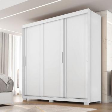 Imagem de Guarda Roupa Casal Confort 3 Portas de Correr 4 Gavetas Branco Absoluto