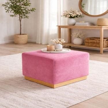 Imagem de Puff para Sala de Estar Veludo Leti Rosa /Mel