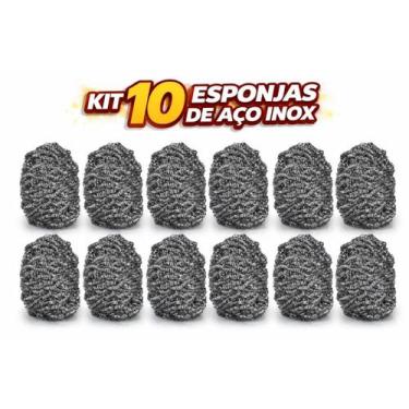 Imagem de Esponja de aço inox para limpeza pesada com 10 unidades cada pesando 2