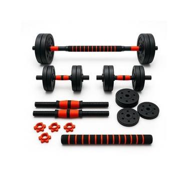 Imagem de Kit Halteres Ajustáveis 6 em 1 Barras e Anilhas Treino em Casa 10kg Consport