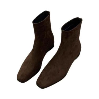 Imagem de Bota Nude Com Zíper Traseiro E Salto Alto Para Mulheres, Elegante E Ju