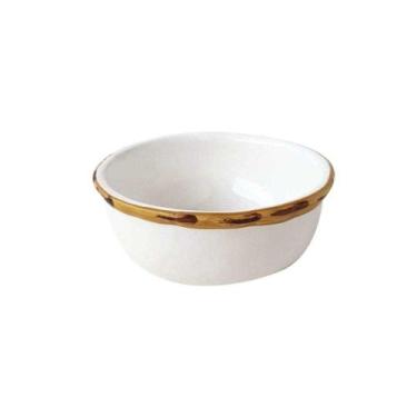 Imagem de Mini Bowl Molheira Branco Com Borda De Bambu Cerâmica Scalla