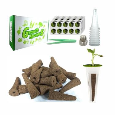 Imagem de Kit de cápsulas de sementes para Aerogarden, sistema hidropônico iDoo, inclui 50 esponjas de cultivo, 50 etiquetas, 10 cúpulas de cultivo, 10 cestas de cultivo e 1 pinça