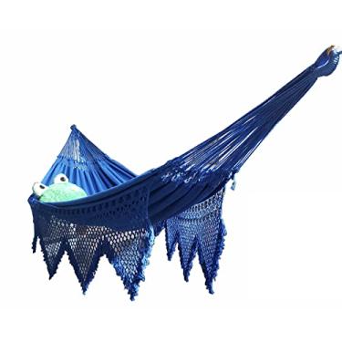 Imagem de Rede Dormir Casal Luxo King Size 100% Algodão Safira Azul