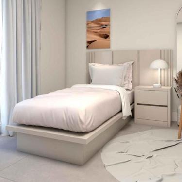 Imagem de Cabeceira Solteiro e Mesa Lateral 2 gavetas MDF Sob Medida - Casa Lar 