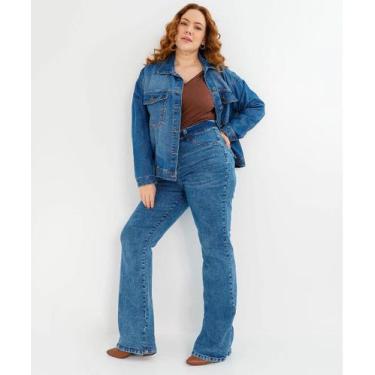Imagem de Calça Plus Size Feminina Flare Jeans Azul - Vizzy, Jeans azul, 48