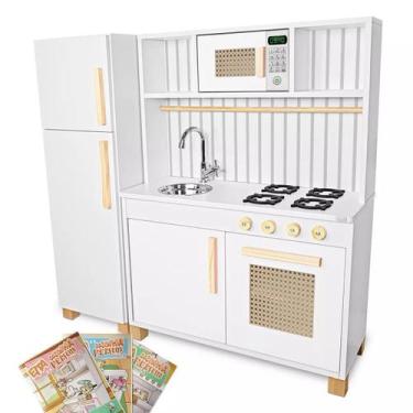 Imagem de Cozinha Infantil Retro com Geladeira Kit Livro Educativo - Eita Casa P