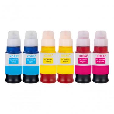 Imagem de Kit 6 Refil de Tinta Compatível GI-10 para Impressoras Canon G6010 G7010 GM2010 GM4010 com Bico Aplicador Ciano Amarelo