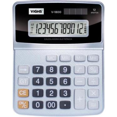 Imagem de Calculadora De Mesa Vighs V-1800 12 Dígitos Prata