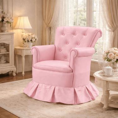 Imagem de Poltrona Cadeira Amamentação Descanso Confortável Quarto Sala Leitura Corino Rosa