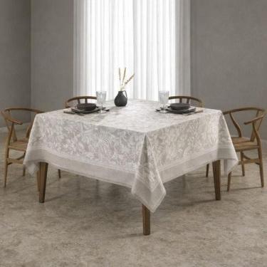 Imagem de Toalha de Mesa Floral Bege Quadrada 8 Lugares Alana Dohler - Döhler