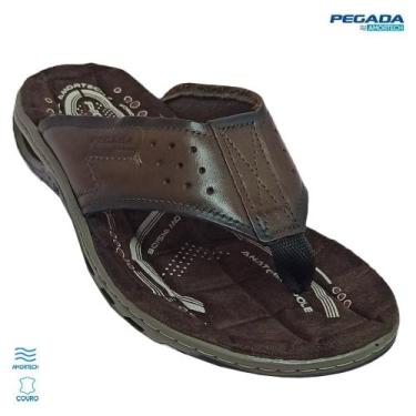 Imagem de Chinelo Pegada Masculino Em Couro Anilina, Pinhao, 40