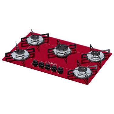 Imagem de Cooktop 5 bocas ultra chama vermelho gas natural chamalux, Bivolt