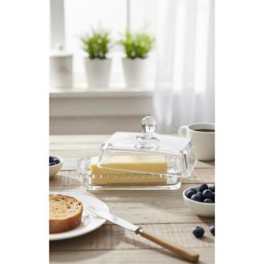 Imagem de 2x Manteigueira Cristal Grande 17cm Detalhe Bolinha Pérola - Congratul