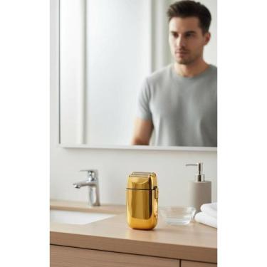 Imagem de 2x Barbeador Dourado Profissional Sem Fio Recarregável - Congratulatio