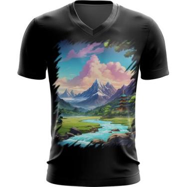 Imagem de Camiseta Gola V Templo Budista Anime Buda 2 - Kasubeck Store®, INF 14