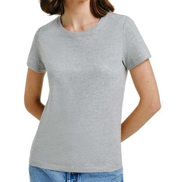 Imagem de Camiseta Feminina Hering Slim Cinza Mescla - 0241, G, Cinza