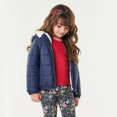 Imagem de Jaqueta Casaco Infantil Menina Forrada Capuz Trick Nick, Azul, 4
