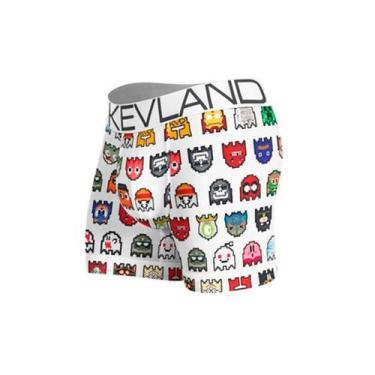 Imagem de Cueca Boxer Kevland Pixel Branca Estampada, M, Branco