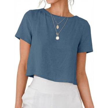 Imagem de Camisa IDEALSANXUN de linho para mulheres na moda primavera verão cinz