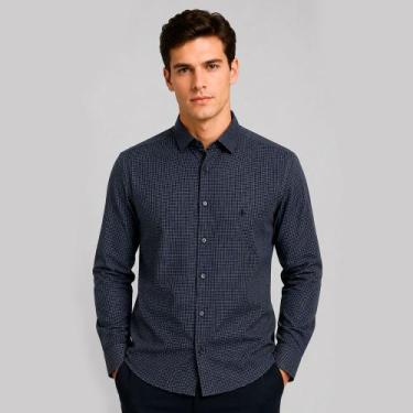 Imagem de Camisa Slim Dudalina Maquinetada In26 Marinho Masculino, 5
