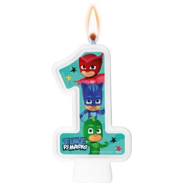 Imagem de Vela Pj Masks Heróis De Pijama - Número Bolo Aniversário - Regina Fest