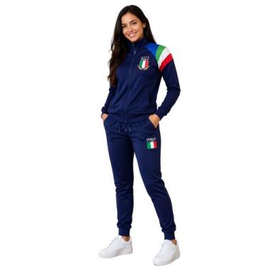 Imagem de Agasalho Conjunto Calça Feminino Inverno Seleção Itália - Balboa, Azul