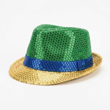 Imagem de Chapéu Malandrinho Lantejoulas Brasil Verde Amarelo Azul