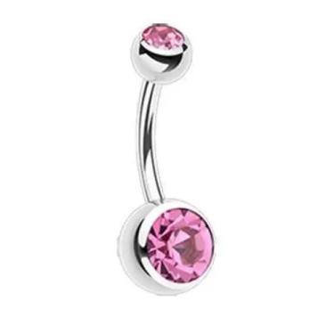 Imagem de Piercing Umbigo Banana Bell Rosa - Aço Cirúrgico 