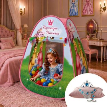 Imagem de Toca Tenda Barraca Infantil Princesa Dobravel + 25 Bolinhas Coloridas 