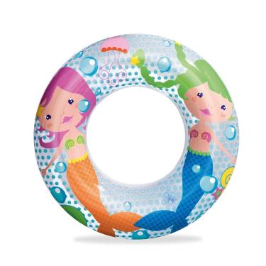 Imagem de Boia circular inflável Bestway para crianças de 3 a 6 anos, com estampa de peixes variados