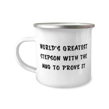 Imagem de Best Stepson Gifts, World's Greatest Stepson With The Mug To Prove It, Sarcasm Christmas 355 ml Caneca de acampamento Presentes para Filho