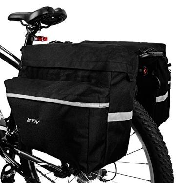 Imagem de BV Bolsa de bicicleta com ganchos ajustáveis, alça de transporte, acabamento reflexivo 3M e bolsos grandes
