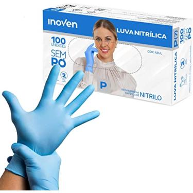 Imagem de Luva Nitrílica Sem Pó Caixa c/100 Unidades Azul - Inoven